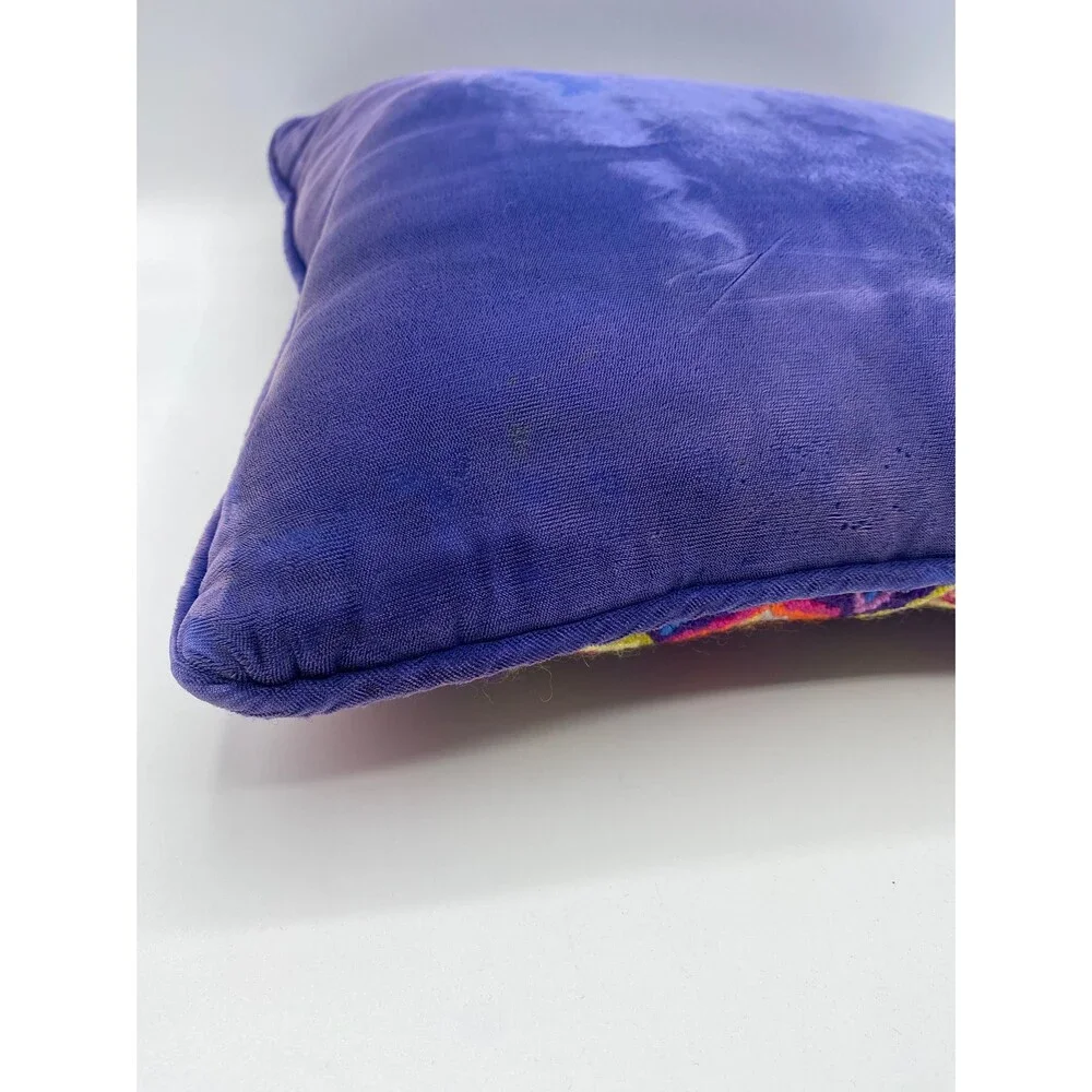 Bargello Needlepoint Pillow Vintage Groovy Throw Pillow w Purple Velvet Backside